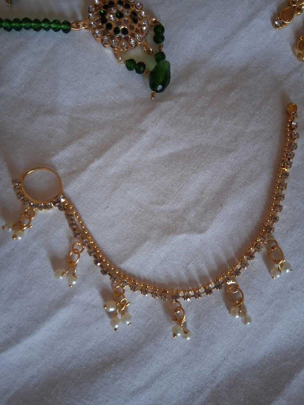 Mahndi Bride Green Beaded Jewelry Set -